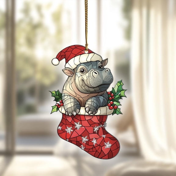 Hippo Acrylic Suncatcher, Hippo Ornaments, Hippo Decor, Hippo Gifts For Women Men, Hippo Sun Catcher For Window Hanging