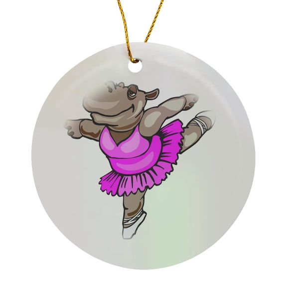 3drose, Hippo Ballet Dancer, Circle Porcelain Ornament