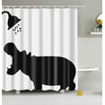 thumbnail image 1 of Hippo Bath Shower Curtains Eve New Year Decorative Decor Gift Shower Curtains, Polyester Fabric Bathroom Shower Curtain Set with Hooks 72x72 inch (Hippo, 72'''' W x 72'''' H), 1 of 6