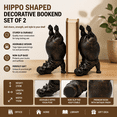 thumbnail image 1 of Hippo Bookend, Heavy Duty Resin Acrobatic Animal Book Stop with Modern Sculptural Design for Bookshelf, Office, Study and Home Decor,B#Brown, 1 of 9