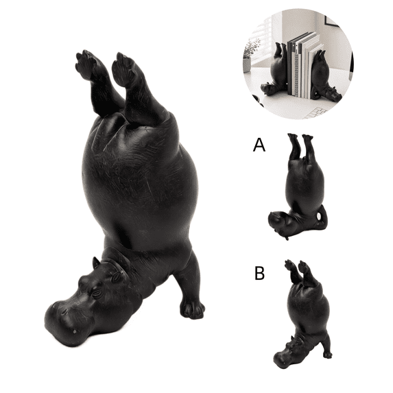 Hippo Bookends, Funny Hippo Book Ends for Heavy Books,Creative Yoga Hippos Statue Resin Handstand Animal Figurine,Funny Decorative Bookends for Shelves,Home Office,Gym,Living Room Tabletop