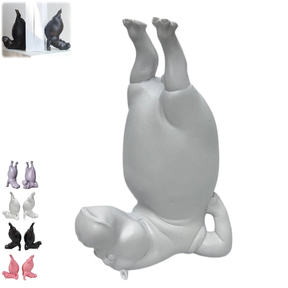 Hippo Bookends, Heavy Resin Acrobatic Hippo Book Ends, Creative Notebook Holder, Farmhouse Cool Modern Book Ornament for Various Books,white,b