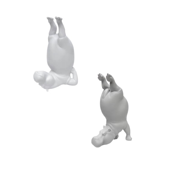 Hippo Bookends, Resin Animal Book Holder for Bookshelf, Funny Hippopotamus Book End for Home Office Library Shelf Decor, Decorative Book Organizer Gift