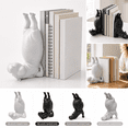 thumbnail image 1 of Hippo Bookends, Resin Hippopotamus Book Ends, Black White Animal Sculpture Book Holder, Yoga Hippo Statue Shelf Decor for Office Home Library Gift（1pcs), 1 of 6
