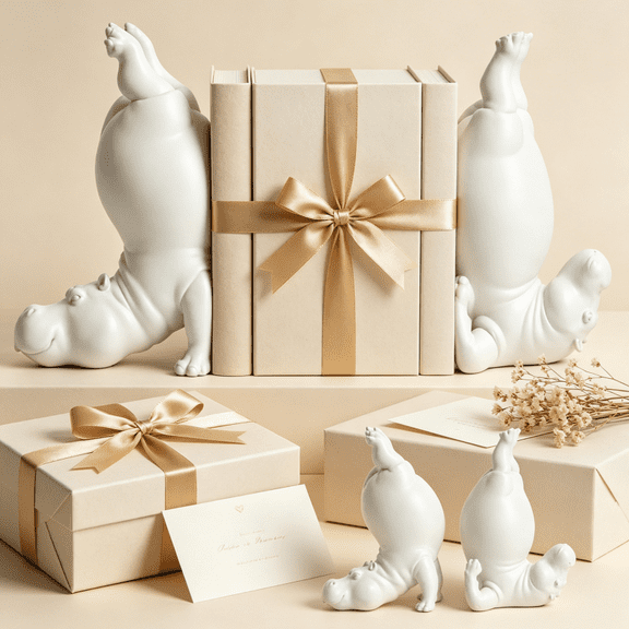 Hippo Bookends, Unique Resin Bookends for Heavy Books, Acrobatic Hippo Design, 10 Inch Tall Book Supports for Library, Home Office and Bookshelf Decor 2PCS Hippo Bookends