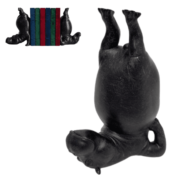 Hippo Bookends, Unique Resin Bookends for Heavy Books, Acrobatic Hippo Design, 10 Inch Tall Book Supports for Library, Home Office and Bookshelf Decor