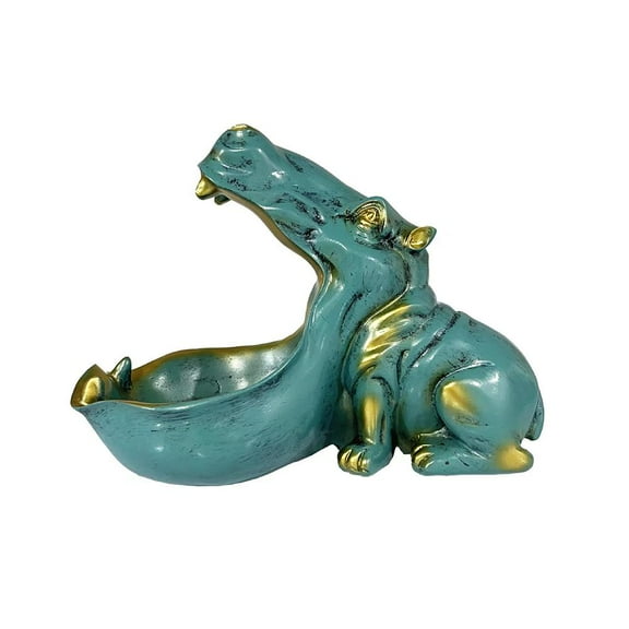 Hippo Candy Dish, Key Bowl for Hallways, Large Mouth Resin Hippo Funny Candy Dish, Multi-Functional Decorative Bowl for Remote Controls, Keys, Cell Phones, Watches and Candies