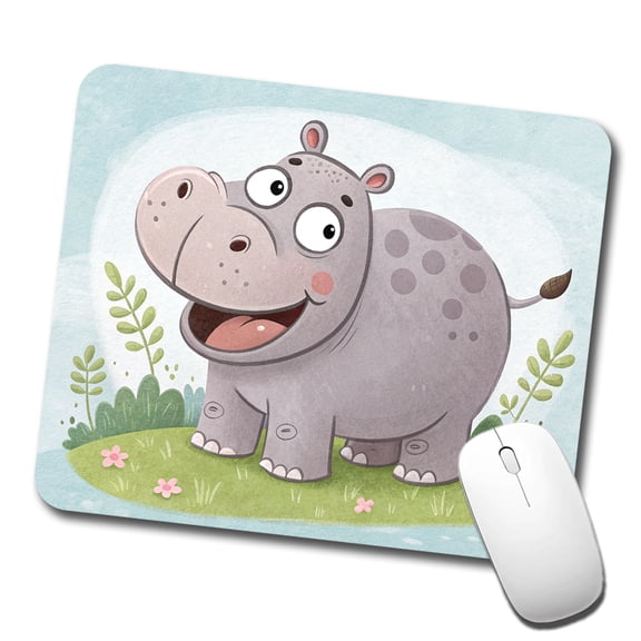 Hippo Children's Illustration Style Mouse Pad Low Profile Gaming Mat