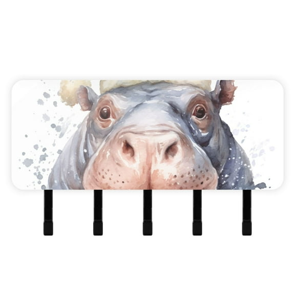 Hippo Christmas Hat Mail Holder Organizer Wall Mount with Shelf Key Holder Key Rack with 5 Key Hooks for Wall Decorative