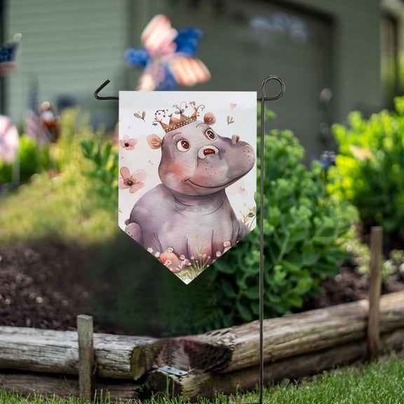 Hippo Crown Flowers Garden Flag 18" x 12.5" Double Sided Yard Lawn Outdoor Decor Small Yard Flags
