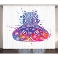 thumbnail image 1 of Hippo Curtains 2 Panels Set, Abstract Hippo Head Silhouette with Ornamental Design Watercolor Effect Digital Print, Window Drapes for Living Room Bedroom, 108W X 108L Inches, Multicolor, by Ambesonne, 1 of 3
