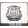 thumbnail image 1 of Ambesonne Hippo Curtains 2 Panel Set, Sketch Animal Portrait, 108" x 96", Pale Pink Pale Grey, 1 of 3