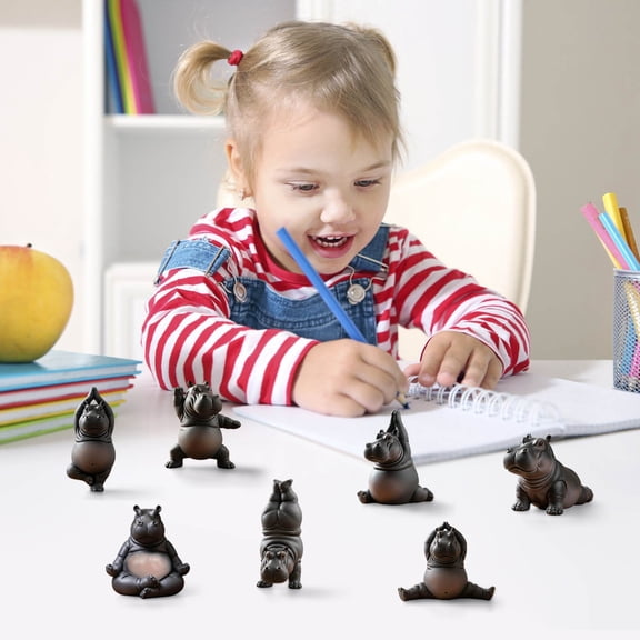 Hippo Dashboard Decorations, Clumsy Yoga Hippo, Resin Figurine, Statuette, Humorous Lighthearted Design, for Desk Shelf Decor, Whimsical Yoga Gift Hippo Desk Figurine | (1Pc)