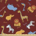 thumbnail image 1 of Ambesonne Hippo Fabric by the Yard Upholstery, Doodle Animals, 1 Yard, Multicolor, 1 of 4