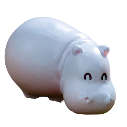 Hippo Figurine Garden Sculpture - Cute Animal Desktop Statue Art Piece for Home and Outdoor Garden Decor - Dark Purple