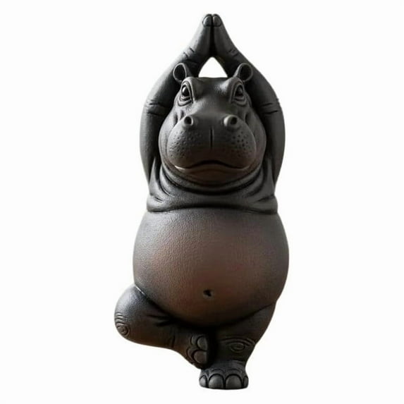 Hippo Figurine,Yoga Statue,Meditation Hippopotamus Gifts,Resin Knick Knacks Shelf Office Home Decor Zen Room Decoration Desk Accessories