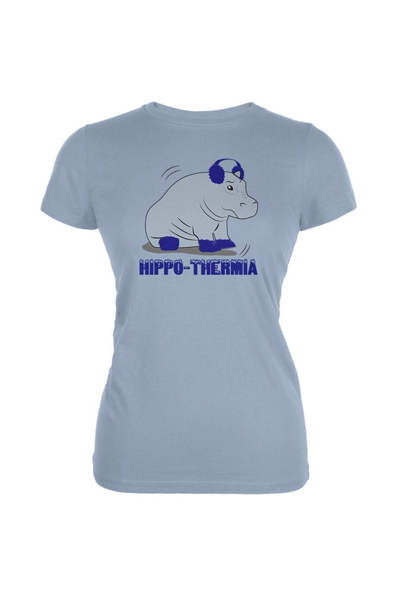 Hippo Hippothermia Cold Winter Funny Juniors Soft T Shirt