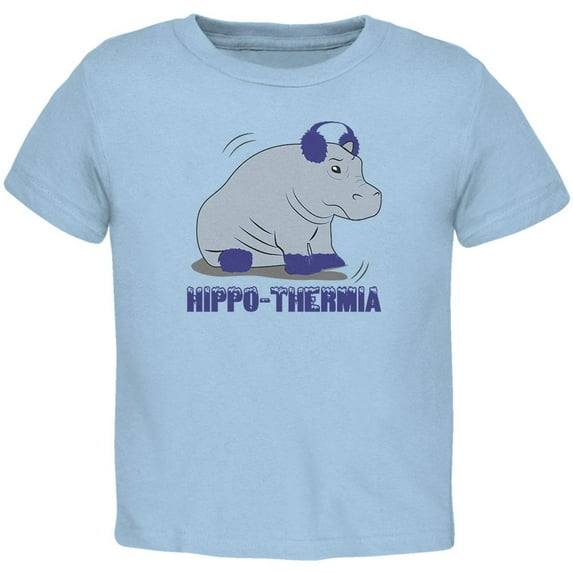 Hippo Hippothermia Cold Winter Funny Toddler T Shirt Light Blue 3T