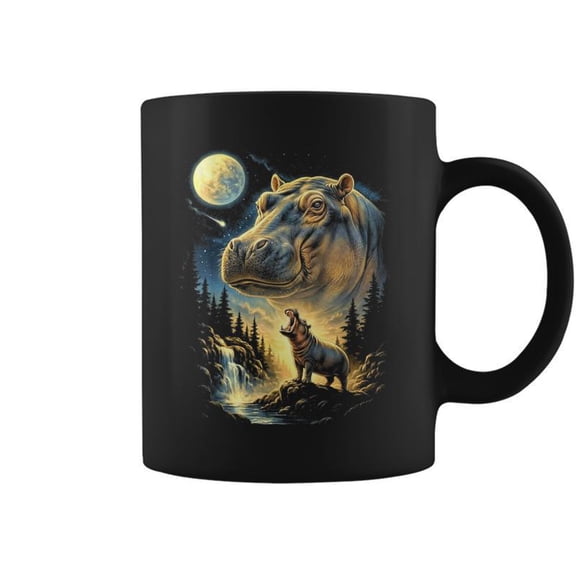 Hippo Howling To The Moon Meme 90S Hippo Hippopotamus Coffee Mugs
