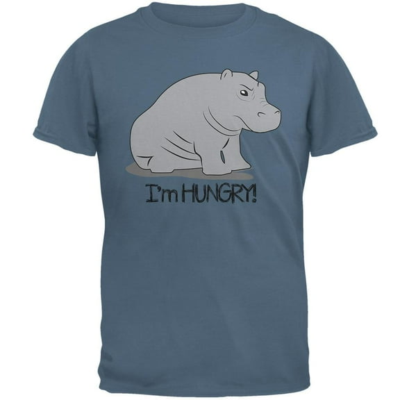 Hippo I'm Hungry Angry Funny Mens T Shirt Indigo Blue LG