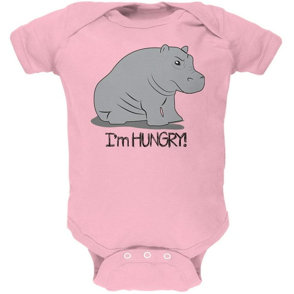 Hippo I'm Hungry Angry Funny Soft Baby One Piece Light Pink 9-12 M