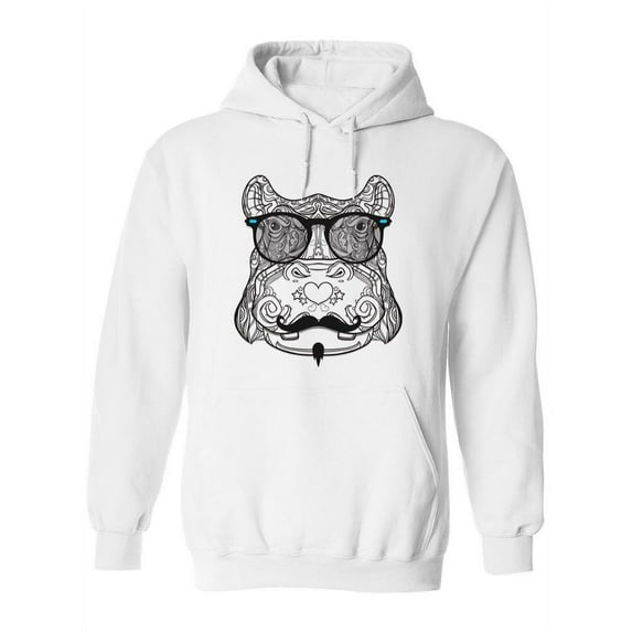 Hippo In Line Art Hoodie Women -Image by Shutterstock, Female Medium