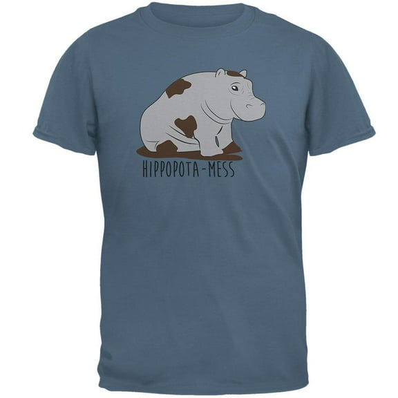 Hippo Mess Hippopotamess Funny Pun Mens T Shirt