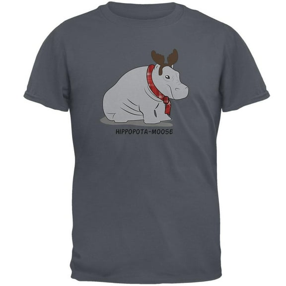 Hippo Moose Hippopotamoose Funny Pun Mens T Shirt Charcoal MD
