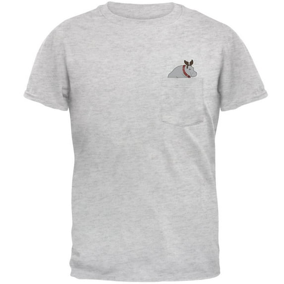 Hippo Moose Hippopotamoose Pocket Pet Mens Pocket T Shirt Light Heather Grey LG