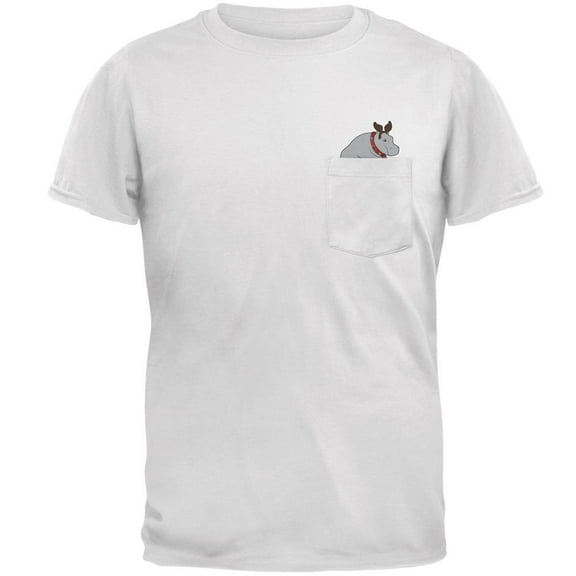 Hippo Moose Hippopotamoose Pocket Pet Mens Pocket T Shirt White LG