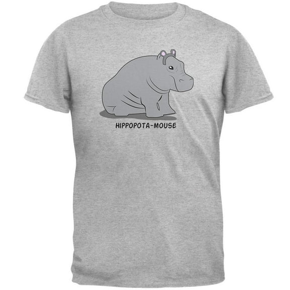 Hippo Mouse Hippopotamouse Funny Pun Mens T Shirt Heather X-LG