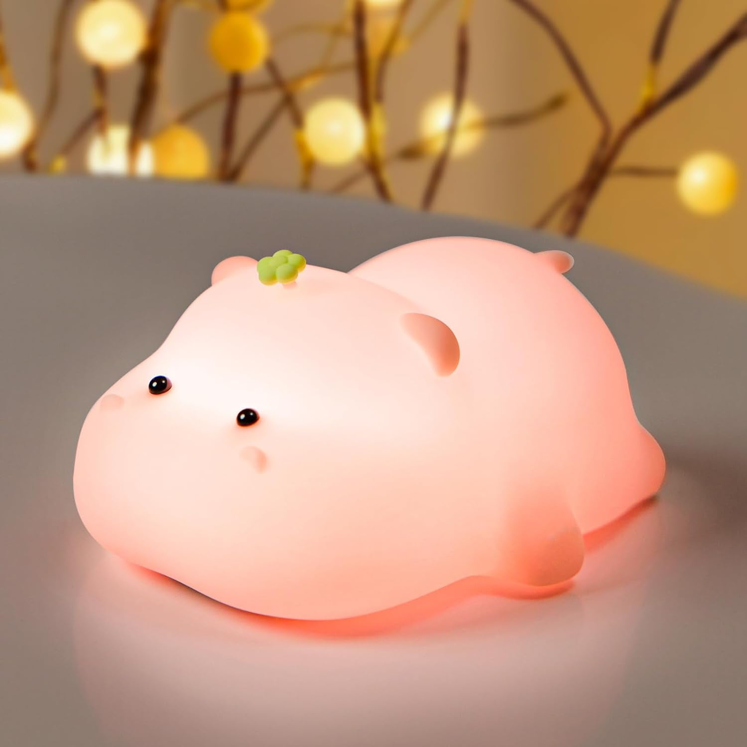 Hippo Night Light for Kids,Cute Silicone Baby lamp, Dimmable Light up