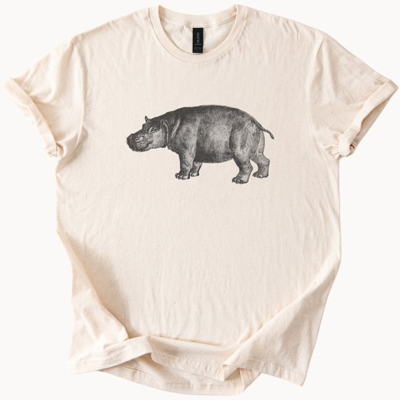 Hippo Realistic Wildlife Animal T-Shirt