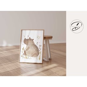Hippo Safari Jungle Nursery Poster