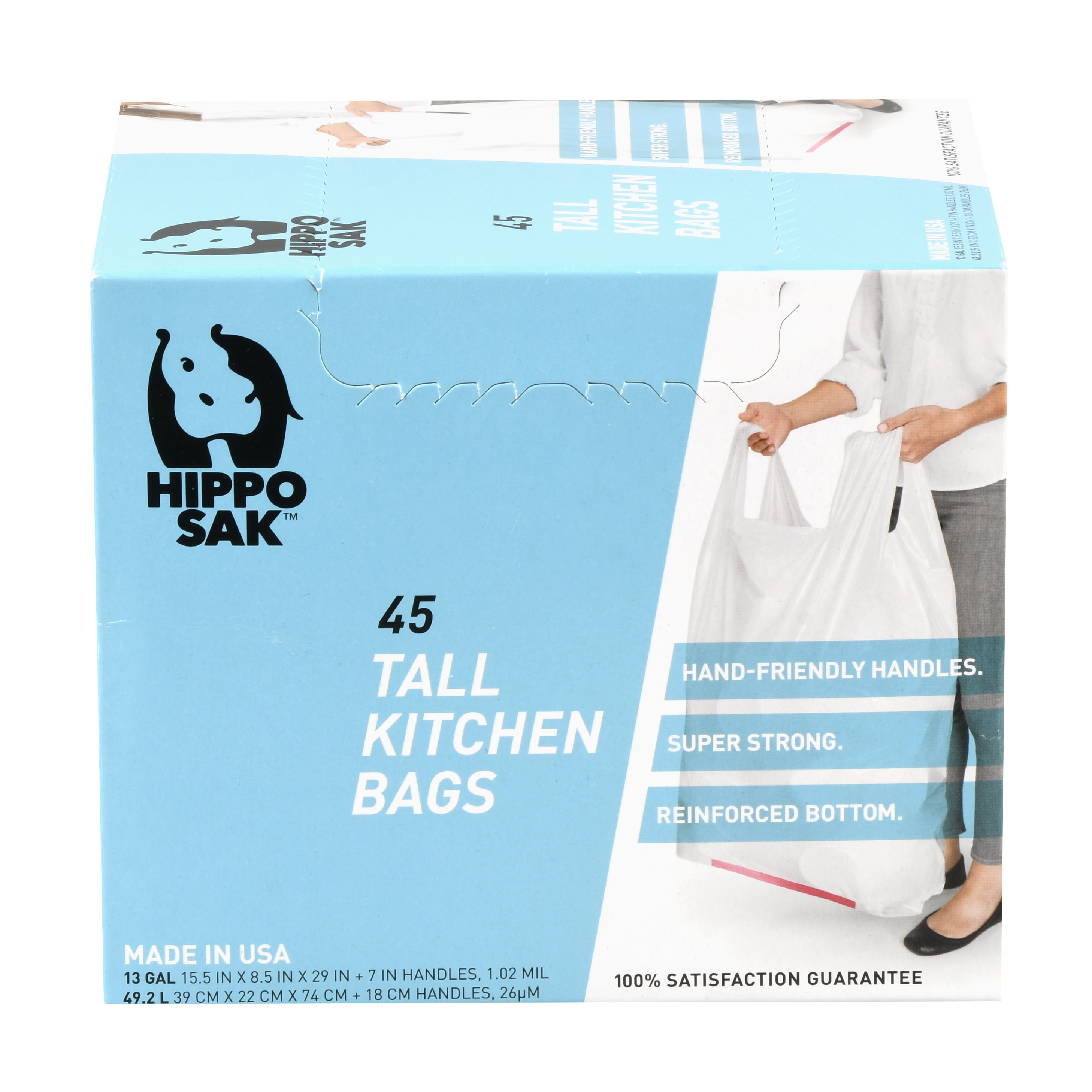 Handle Trash Bag, Hippo Sak® with Power Strip, 13 Gallon Tall Kitchen, 270  Count