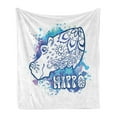 thumbnail image 1 of Hippo Soft Flannel Fleece Blanket, Bohemian Hippie Style Word and Hippo Head Shape Ornamented as Watercolor Effect Print, Cozy Plush for Indoor and Outdoor Use, 60" x 80", Multicolor, by Ambesonne, 1 of 5