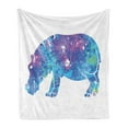 thumbnail image 1 of Hippo Soft Flannel Fleece Throw Blanket, Standing Hippo Silhouette Ornamented with Colorful Watercolor Effect Print, Cozy Plush for Indoor and Outdoor Use, 50" x 70", Multicolor, by Ambesonne, 1 of 6