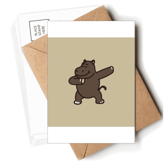 Hippo Standing Posture Art Deco Fashion Postcards Envelopes Blank Note Cards Mailing