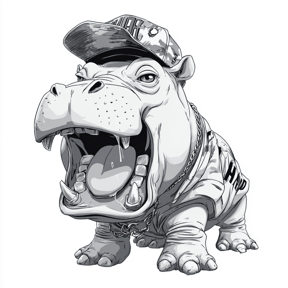 Hippo Sticker, Funny Hip Hop Hippo Decal, Cool Animal Car Sticker, Aggressive Hippo Head Decal, Cartoon Hippo Vinyl, Waterproof Laptop Sticker, Wildlife Hippo Art, Cute Hippo Graphic