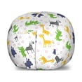 thumbnail image 1 of Hippo Storage Toy Bag Chair, Hand Drawn Pattern Cheerful Hippo Crocodiles Giraffes and Zebras with Pinkish Daisies, Stuffed Animal Organizer Washable Bag, Large Size, Multicolor, by Ambesonne, 1 of 3