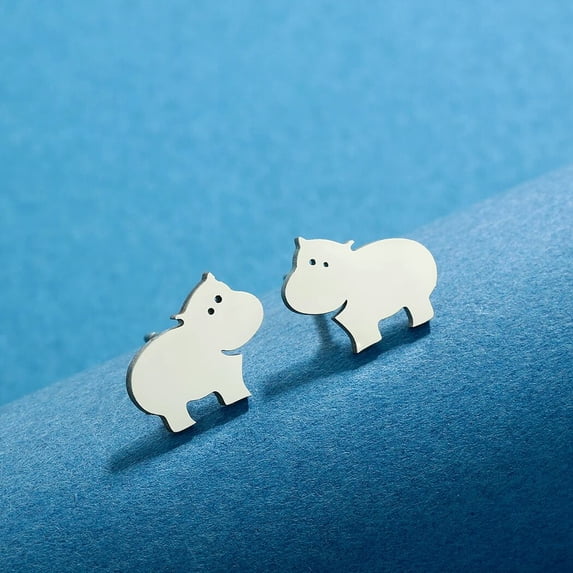 Hippo Stud Earrings Simple Jewelry Birthday Party Gifts for Men and Women