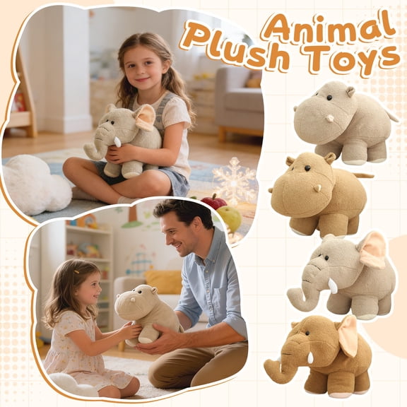 Hippo Stuffed Animal, Plush Stuffed Animals, 10inKhaki Claw Machine Prizes, Plush Figure Toys, Wedding Party Favors, Street Stall Bulk Supply, 1 Pc