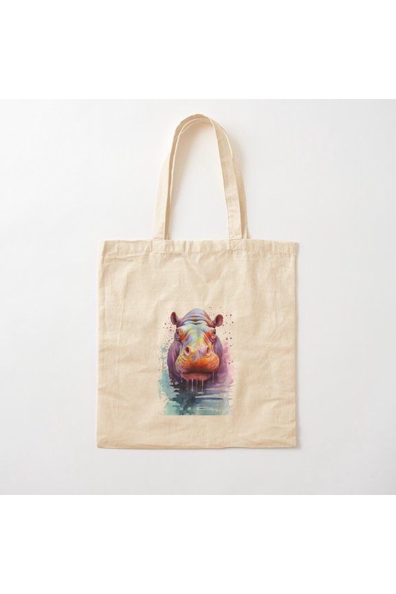 Hippo Style 003 Canvas Tote Bags, Reusable Shopping Bag