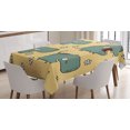 thumbnail image 1 of Hippo Tablecloth, Hand-Drawn Comic Style Group of Hippos on Grungy Floral Background, Rectangular Table Cover for Dining Room Kitchen, 60 X 90 Inches, Salte Blue Mustard and White, by Ambesonne, 1 of 3