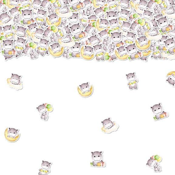 Hippo Themed Party Decorations, 200pcs Hippo Themed Table Confetti Double-sided Printing Hippopotamus Confetti Table Scatter Decor for Jungle Animal Theme Birthday Party Decorations Supplies
