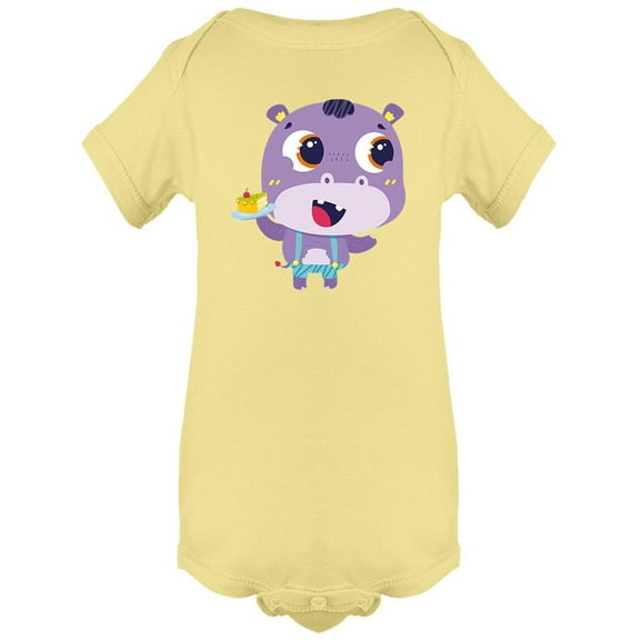 Hippo With A Cake Bodysuit Infant -Image by Shutterstock,  12 Months