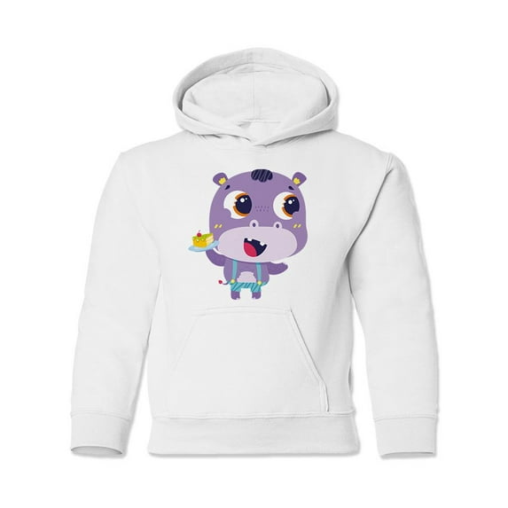 Hippo With A Cake Hoodie Juniors -Image by Shutterstock, Small
