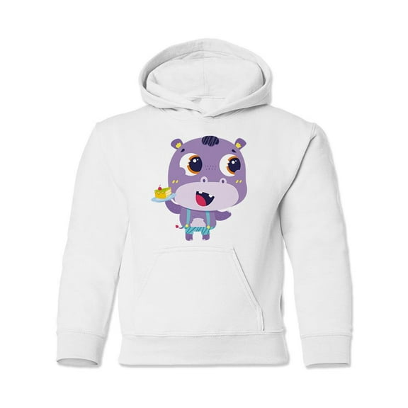 Hippo With A Cake Hoodie Juniors -Image by Shutterstock, Small