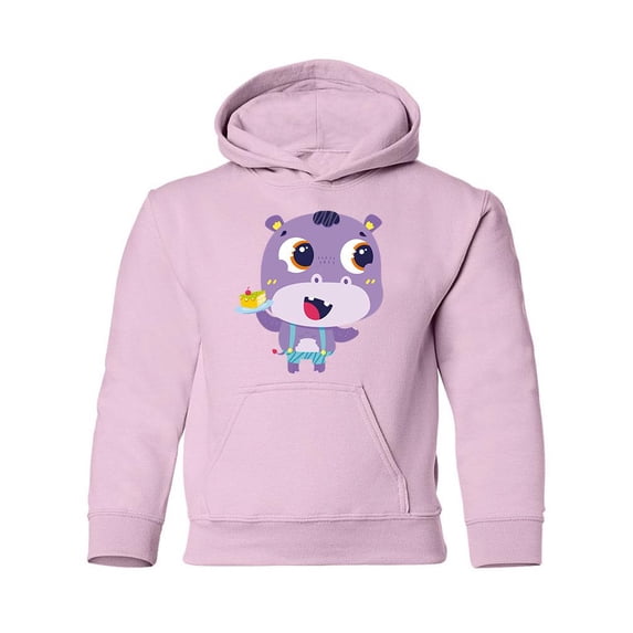 Hippo With A Cake Hoodie Juniors -Image by Shutterstock, x-Large