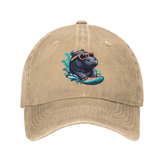 Hippo With Sunglasses Merch Logo Adult Adjustable Classic Washed Casquette Cap Hat Baseball Cap For Man For Woman